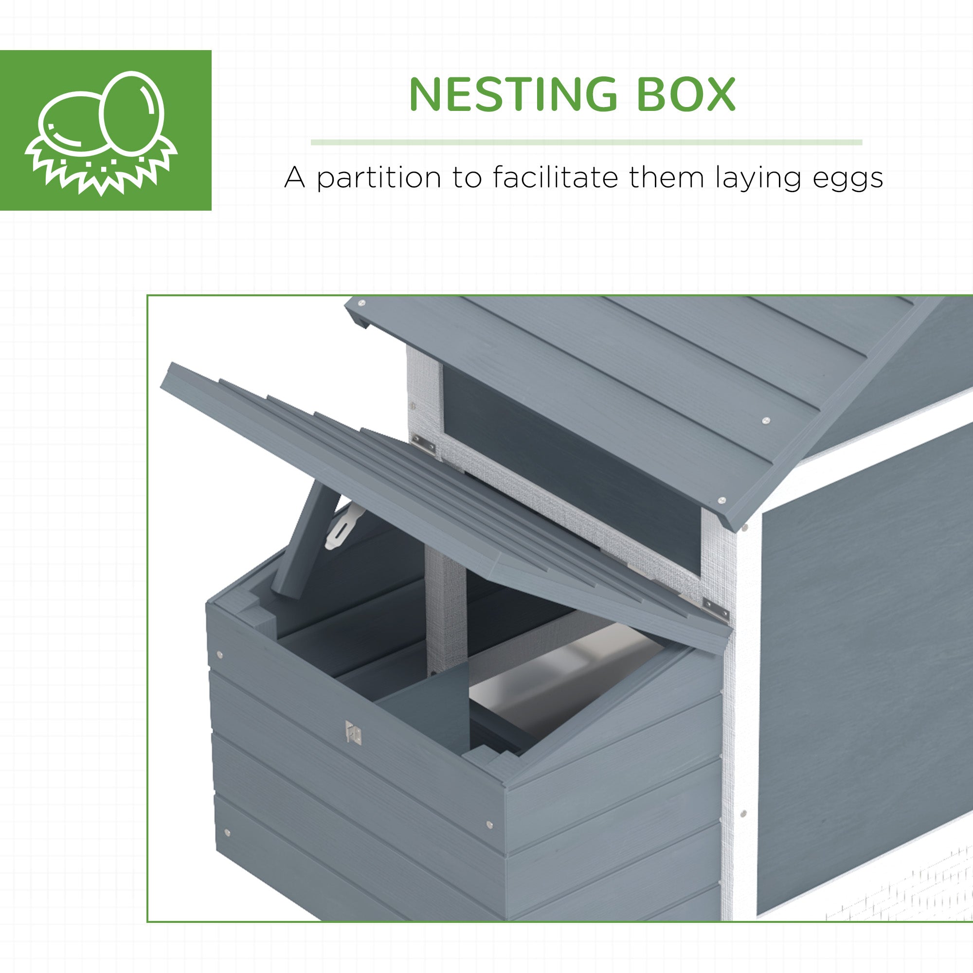 59" Small Wooden Chicken Coop Hen House Poultry Cage for Outdoor Backyard with 2 Doors, Nesting Box and Removable Tray, White