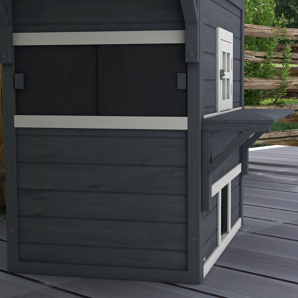 Cat House, Outdoor 3-Tier Kitty Shelter, Weather Resistant, w/ Escape Door