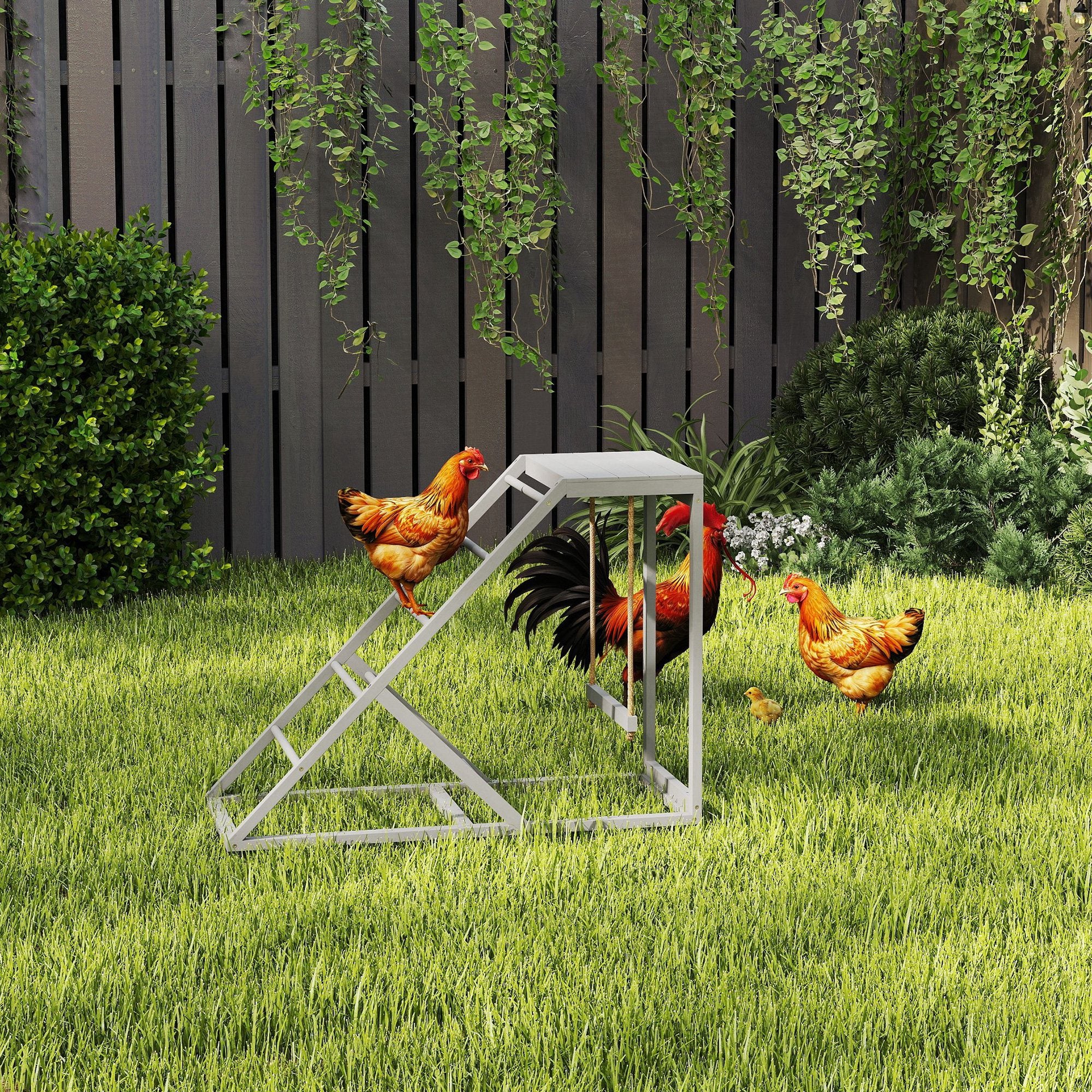 Chicken Swing Set with Perches & Hen Ladder, Chicken Coop Activity Toy