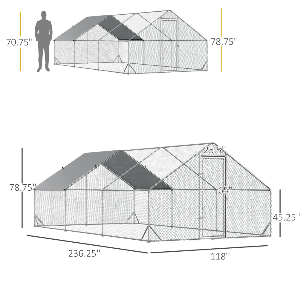 10¡¯ x 20¡¯ x 6.5¡¯ Chicken Coop Cage, Outdoor Hen House w/Cover & Lockable Door