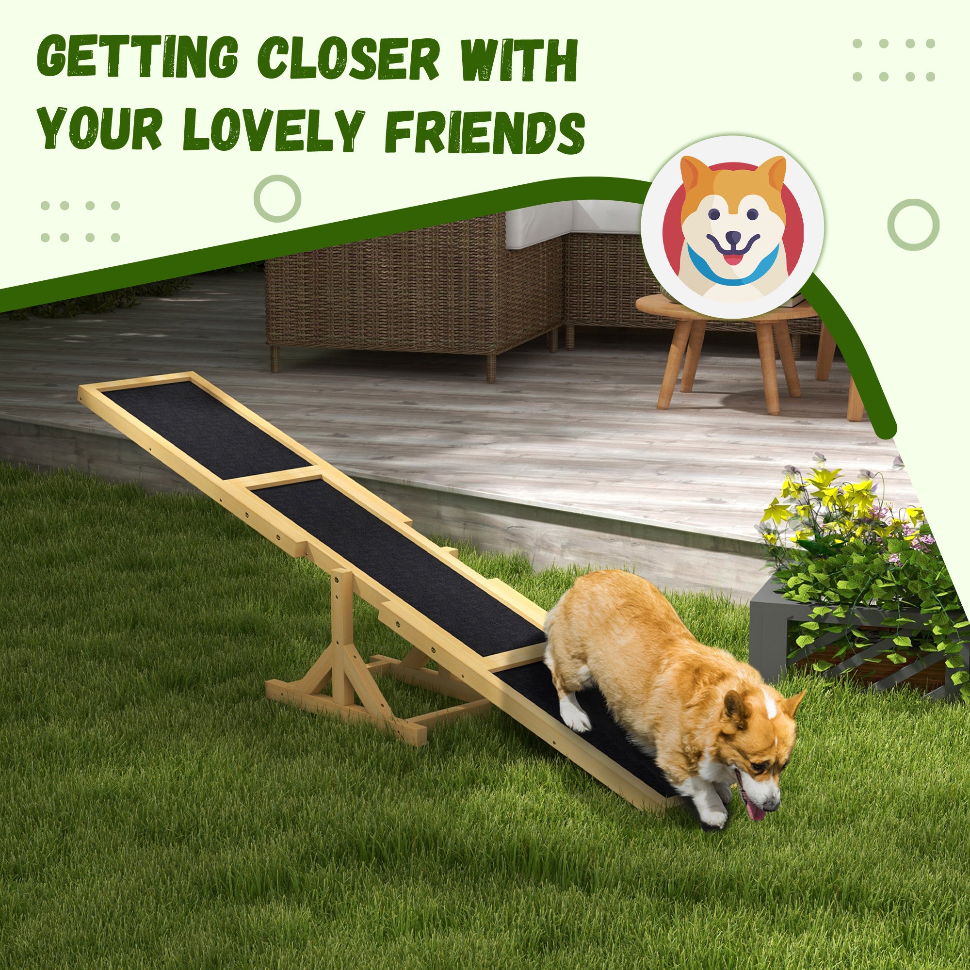 Wooden Dog Agility Seesaw for Training and Exercise, Yellow