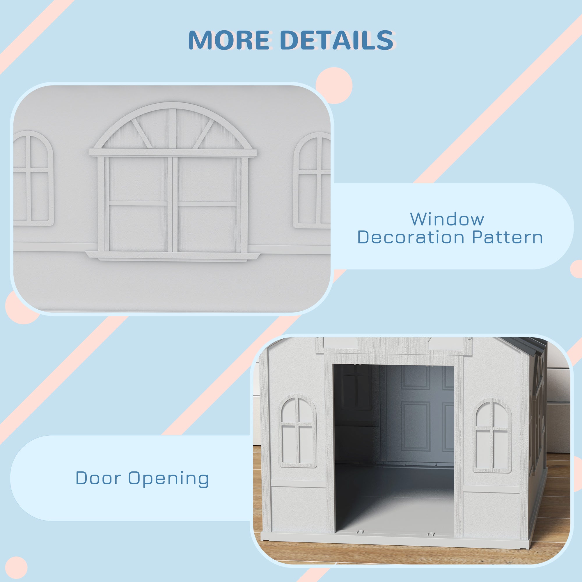 Pet House Water Resistant Puppy Shelter with Door for Indoor Outdoor, Easy to Assemble, for Small/Medium Dogs, Gray