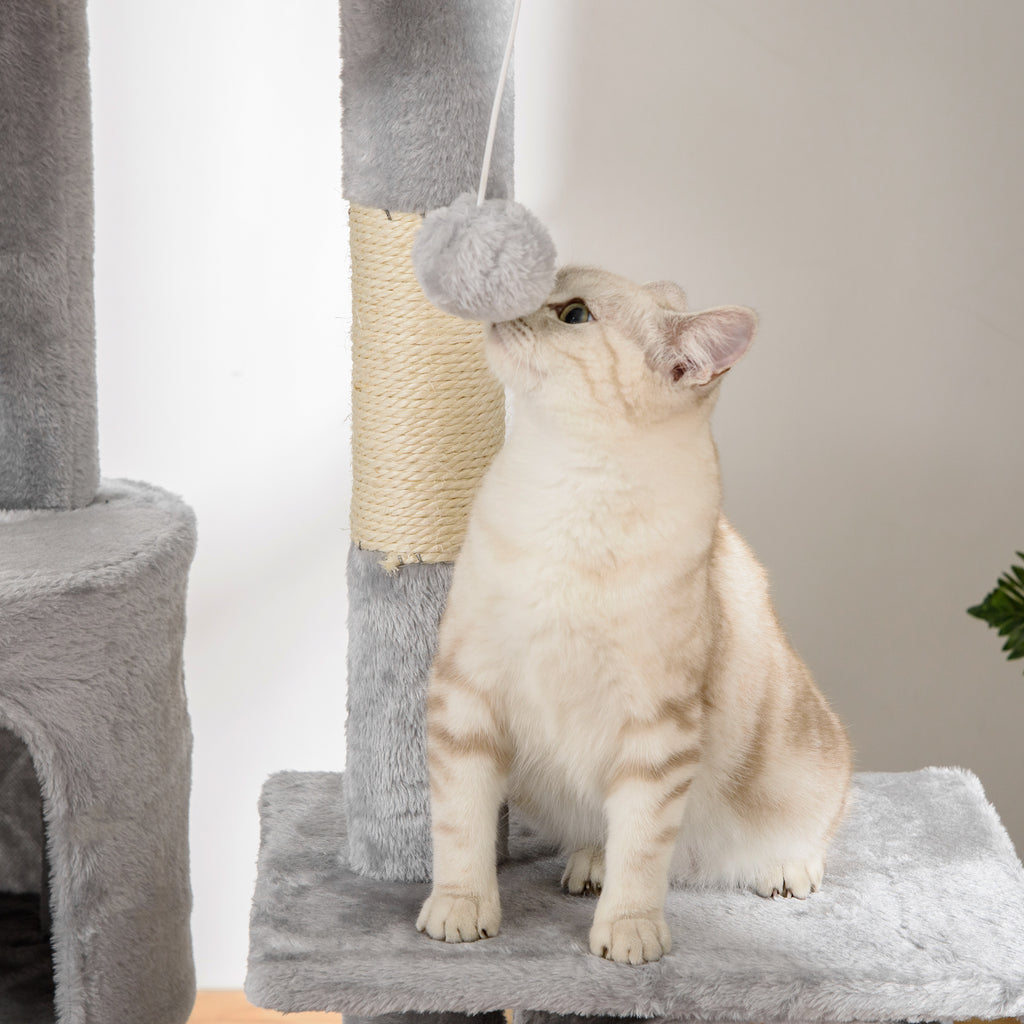 Floor to Ceiling Cat Tree, 94.5-102.5 inch Height Adjustable?Cat Climbing Tower with Scratching Posts, Condos, Hammocks