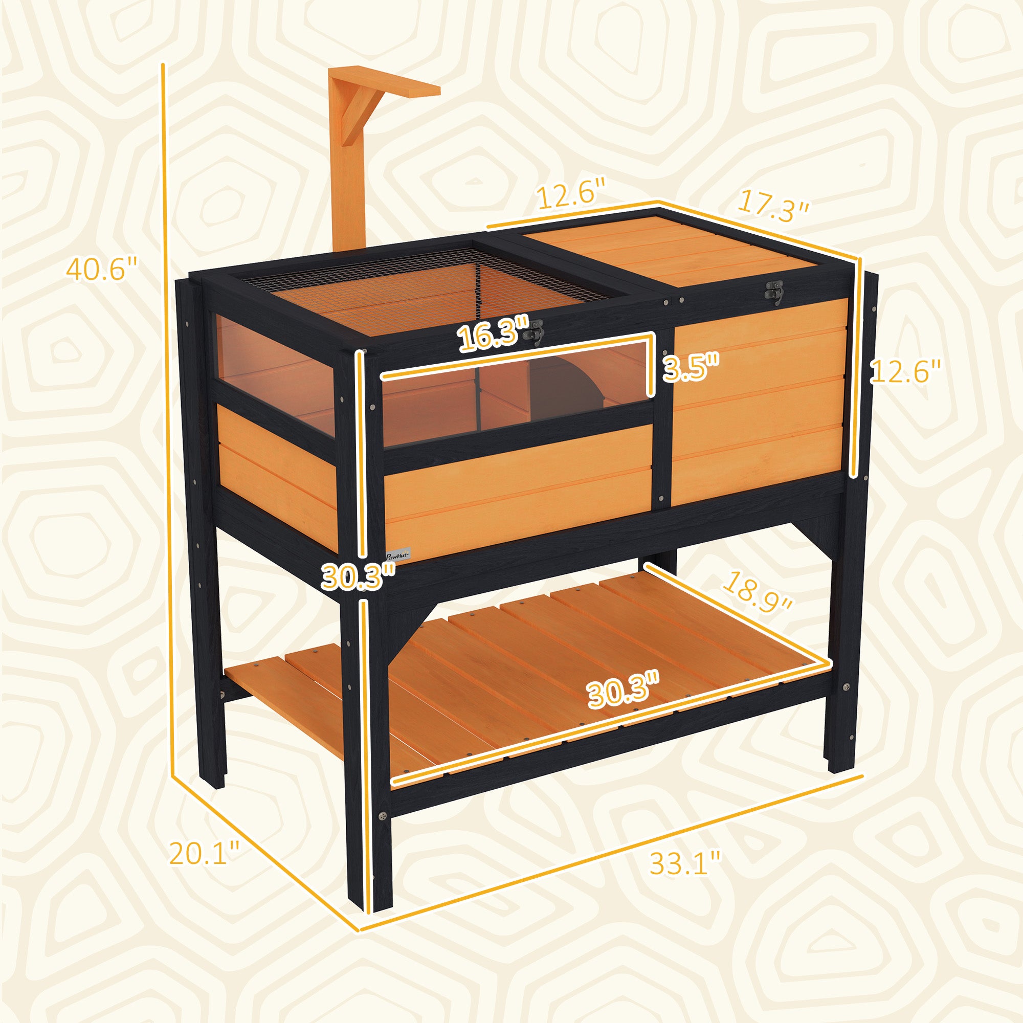 Tortoise Habitat with Shelf Storage Tortoise Gift Accessory with Weather Protection for Indoor, Yellow