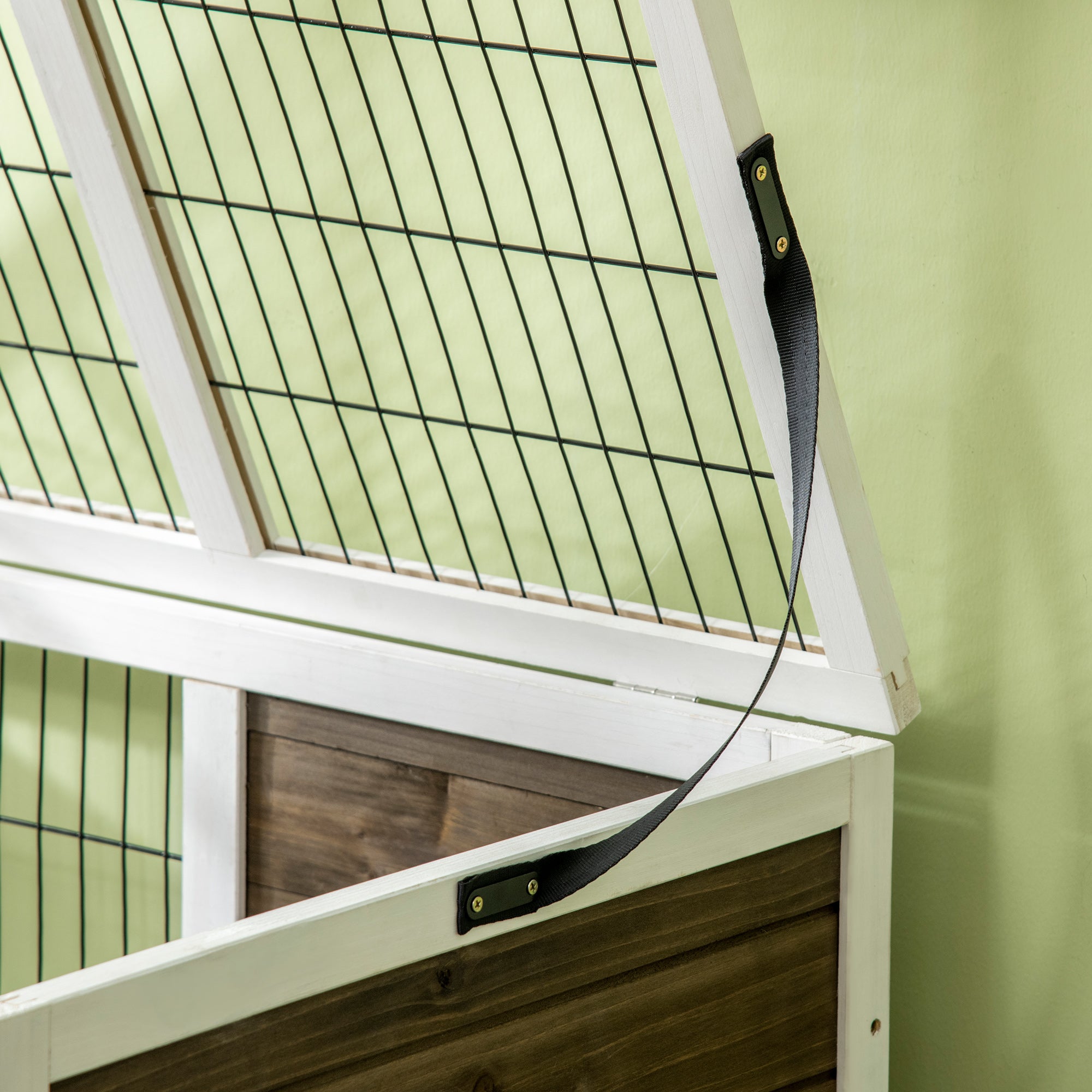 Wood Rabbit Hutch, Elevated Guinea Pig Cage with Run, Coffee