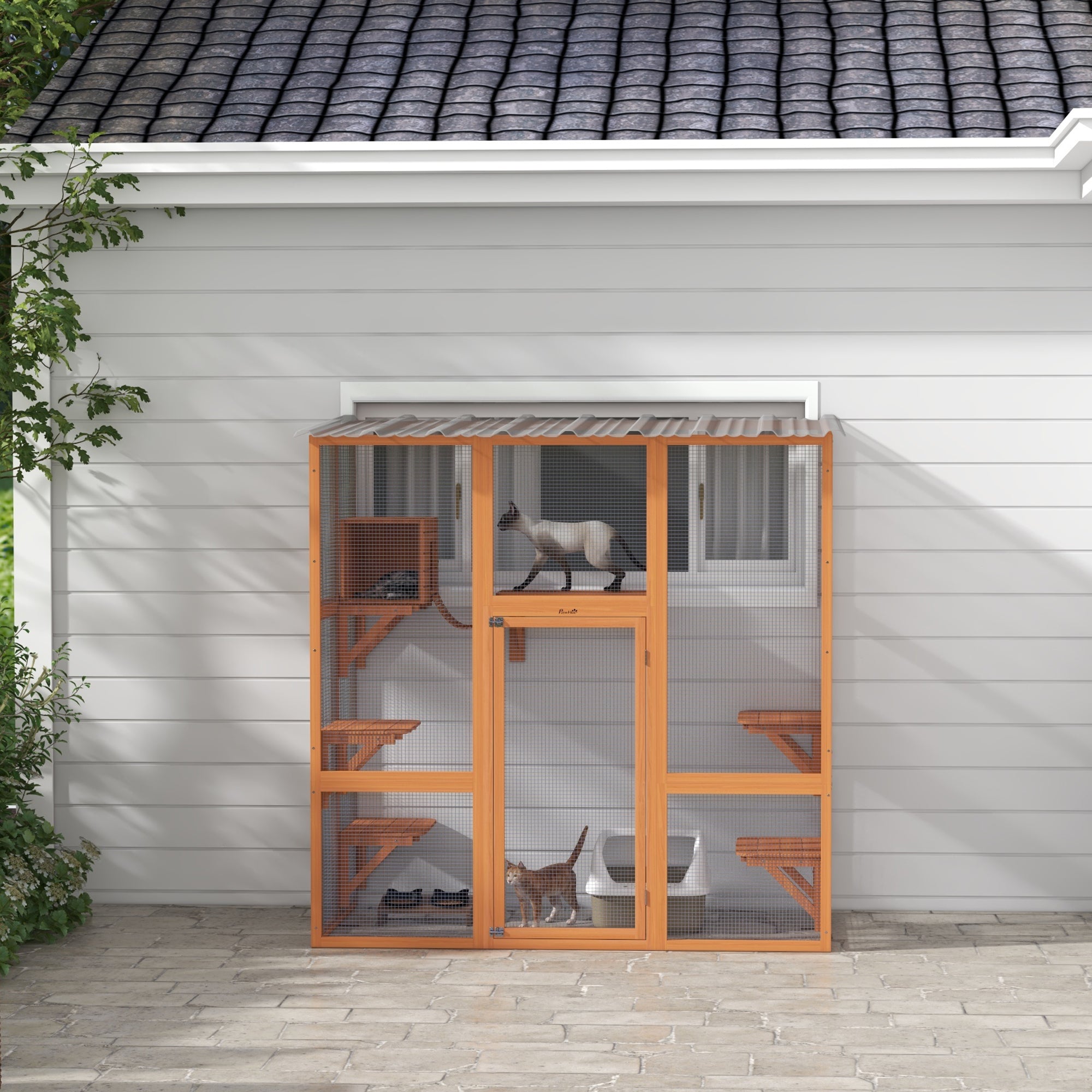 Catio Cat Window Box Outside Enclosure with Bridge Platforms