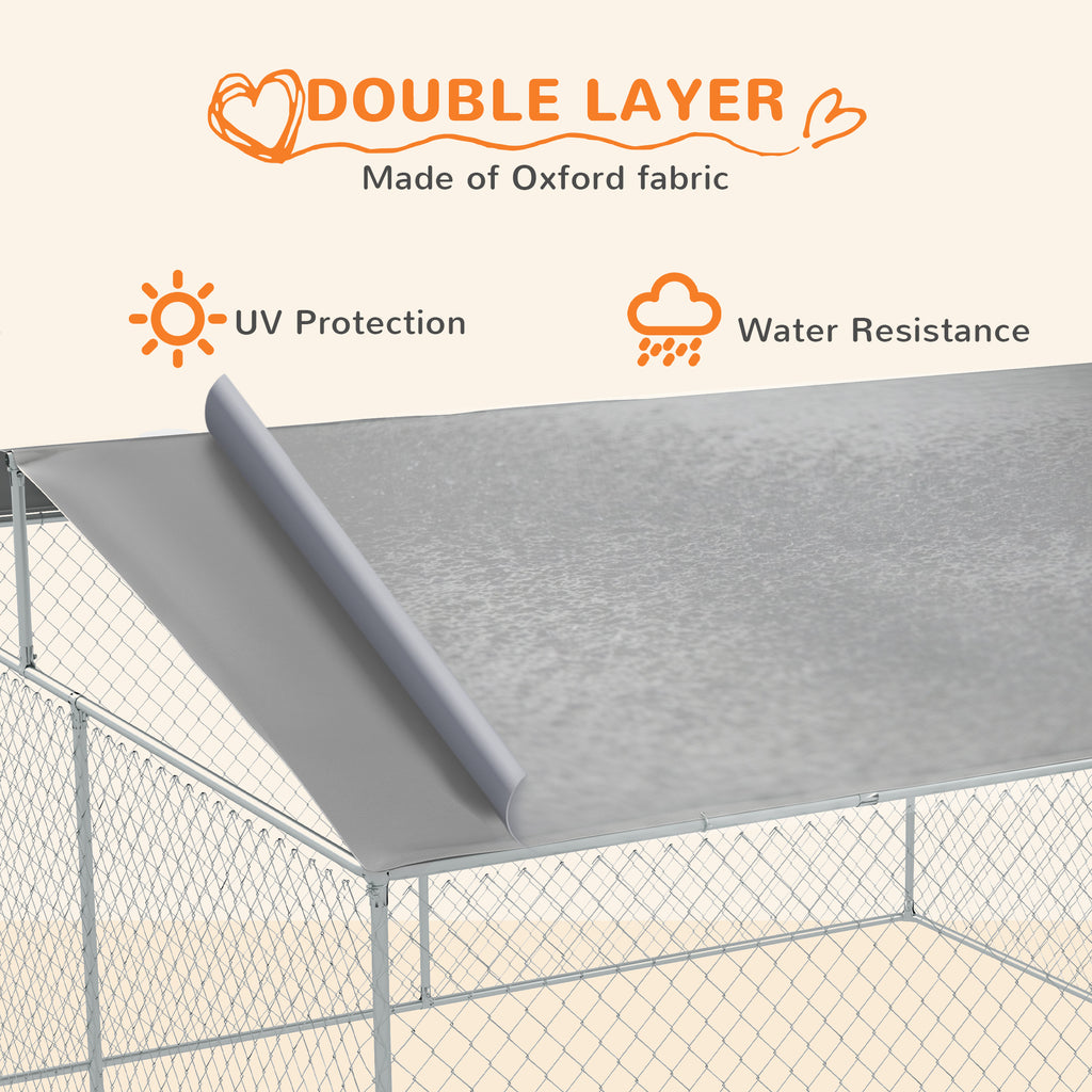 15x15 Dog Kennel with Cover, Secure Outdoor Dog Fence, Galvanized Steel Frame for Backyard, Green