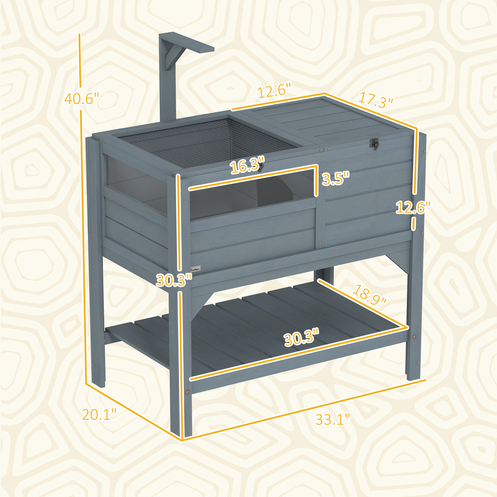 Tortoise Habitat with Shelf Storage Tortoise Gift Accessory with Weather Protection for Indoor, Gray