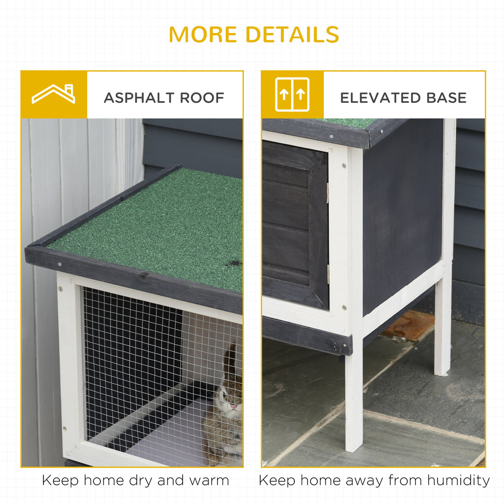 Wooden Rabbit Hutch, Bunny Cage for Small Pet w/ Slide-out Tray, Openable Roof