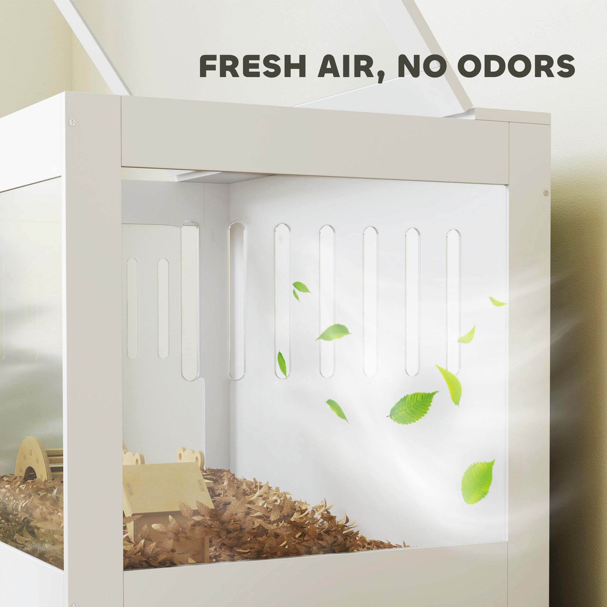 Hamster Cage with Openable Top & Lock, Hut, Transparent Acrylic Panels, Accessories, for Dwarf Hamster Gerbil, White