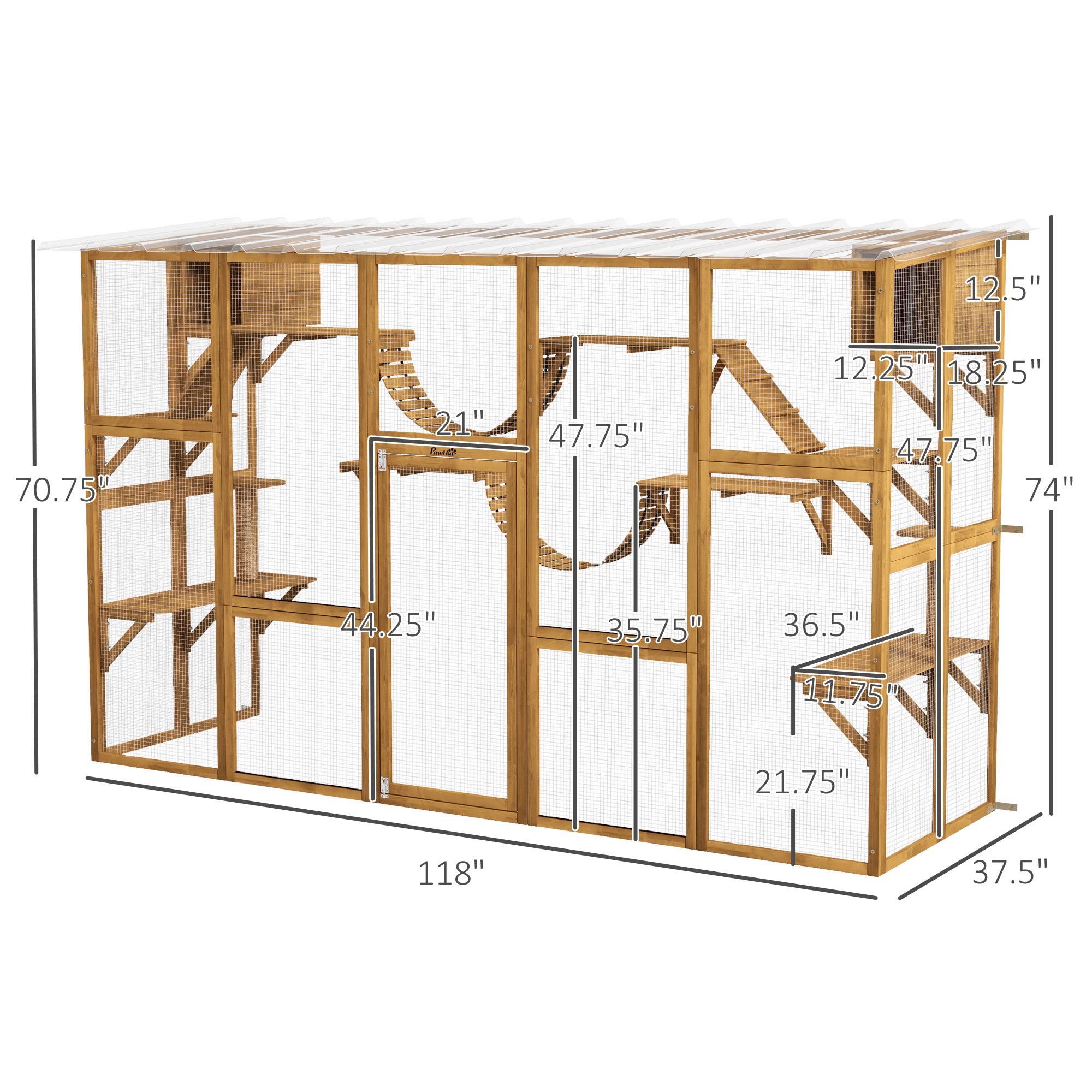 Catio Playground Cat Window Box Outside Enclosure for Multiple Cats w/ Shelves & Bridges, Yellow