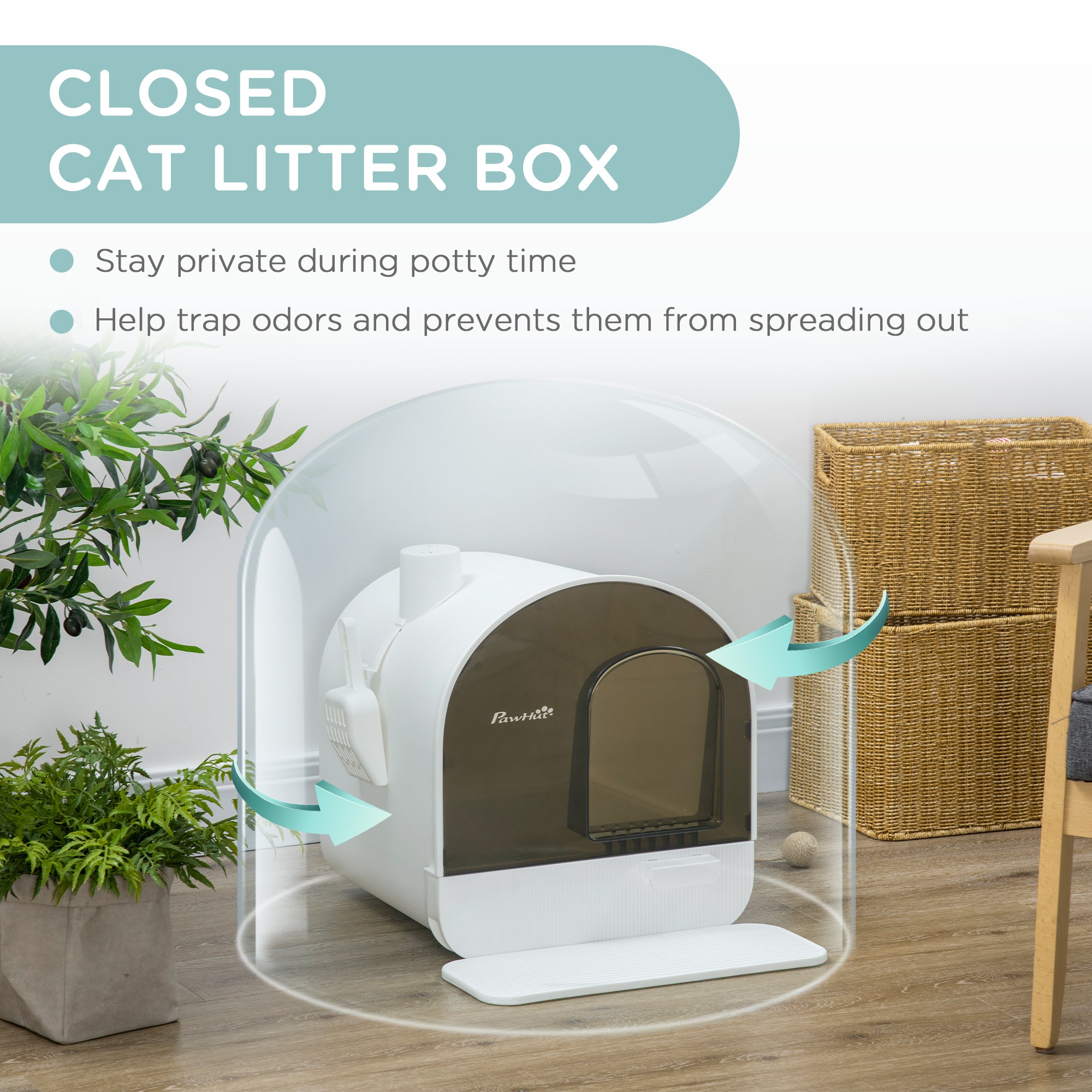 Cat Litter Box with Lid with Scoop and Filter