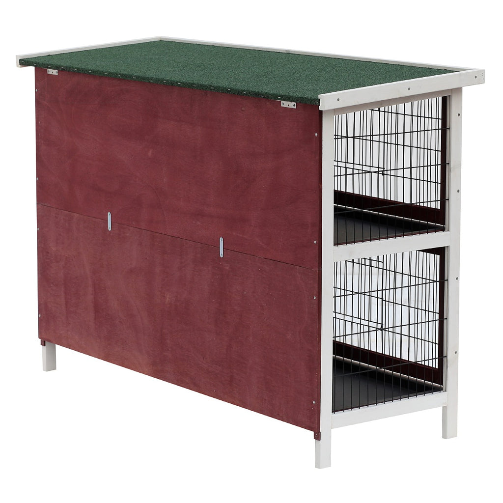54" 2-Story Weatherproof Stackable Elevated Wooden Rabbit Hutch with Enclosed Run and Pull-Out Trays