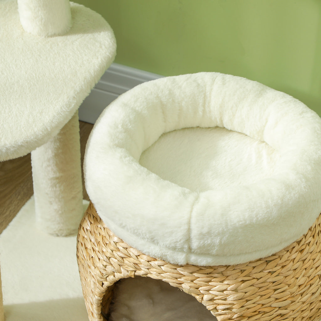31" Cat Tree Tower with Scratching Posts, Condo & Toy Ball for Indoor Cats