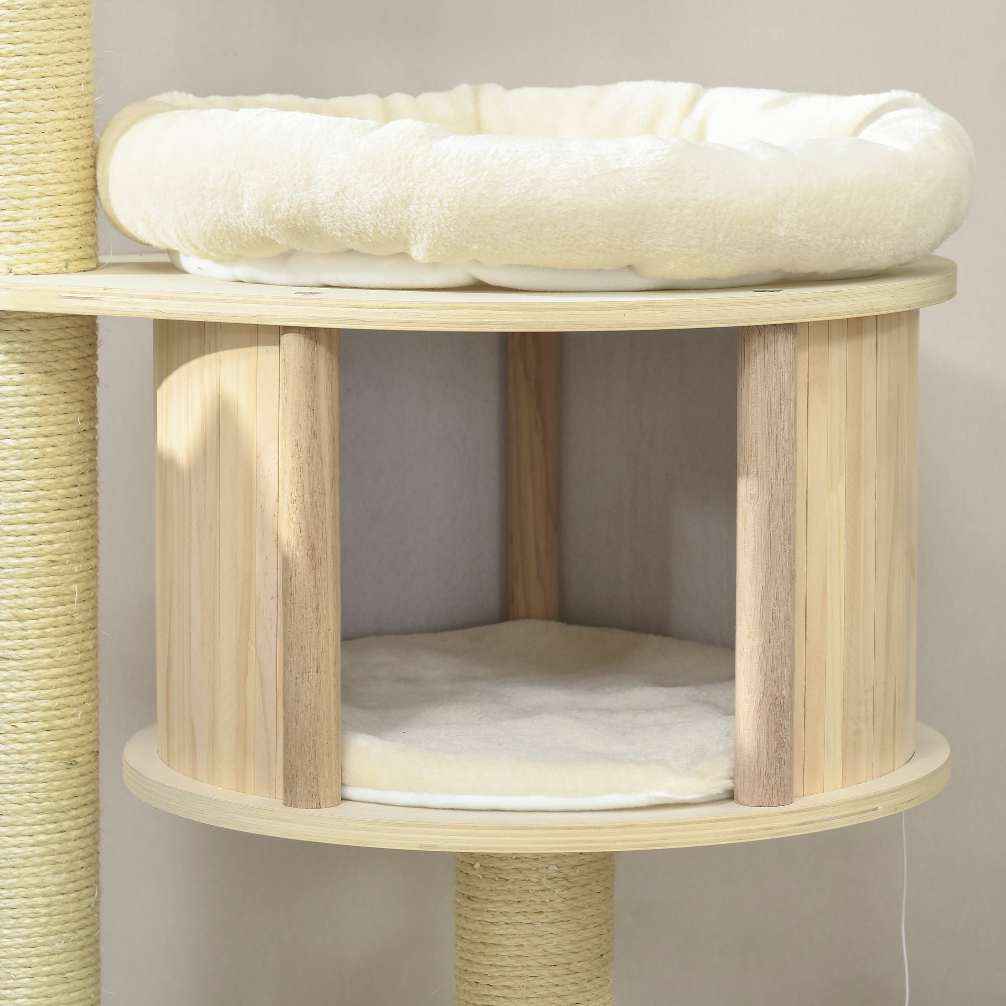 Cat Tree, 3 Level Cat Tower with Scratching Posts, Bed, Condo, Badminton Toys, for Multiple Kittens