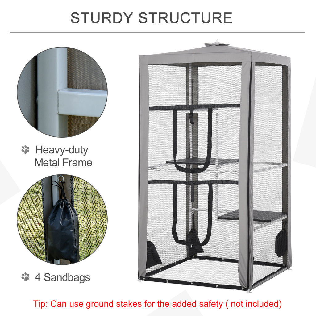 H Cat House Kitten Enclosure Playpen Frame with 3 Platforms
