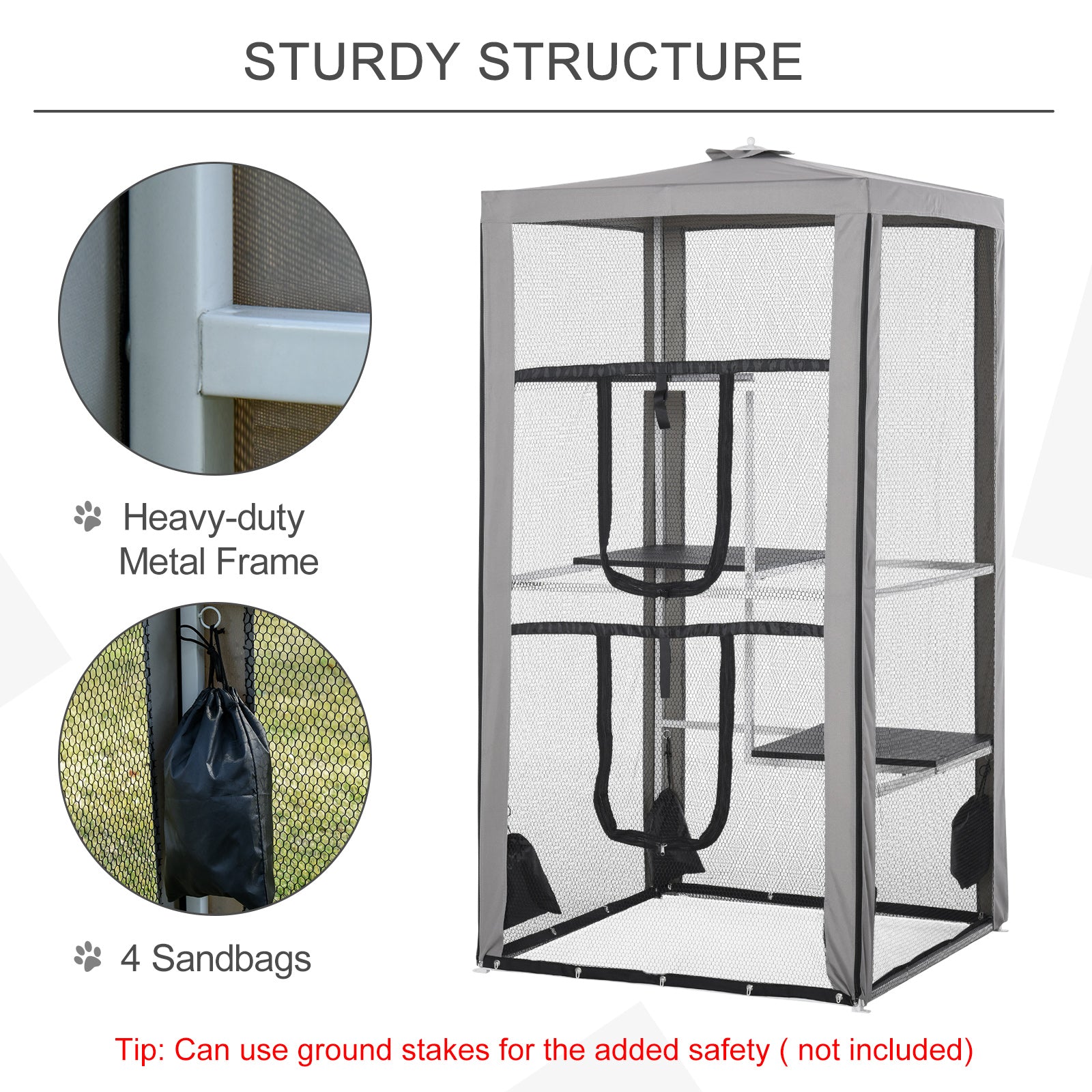 H Cat House Kitten Enclosure Playpen Frame with 3 Platforms
