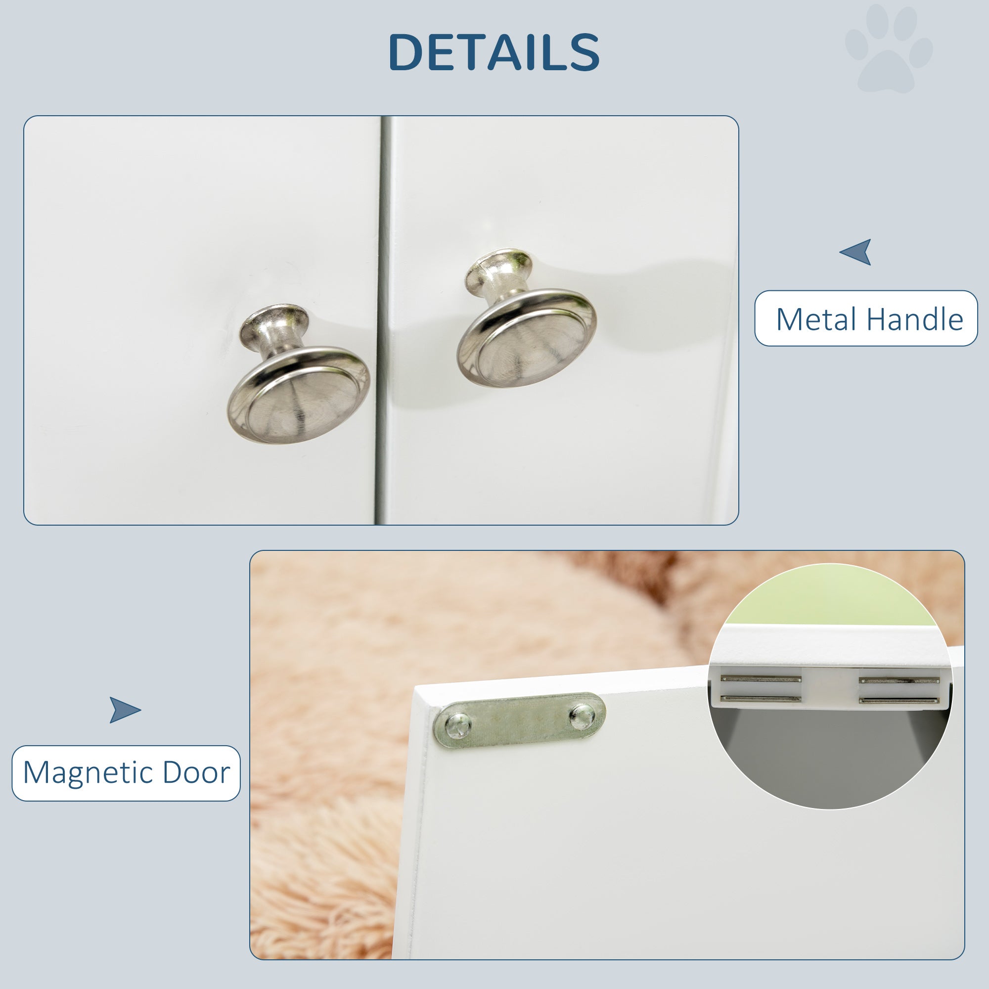 Large Elevated Dog Bowls with Storage Cabinet Containing Large 44L Capacity, Raised Dog Bowl Stand Pet Food Bowl Pet Feeding Station, White