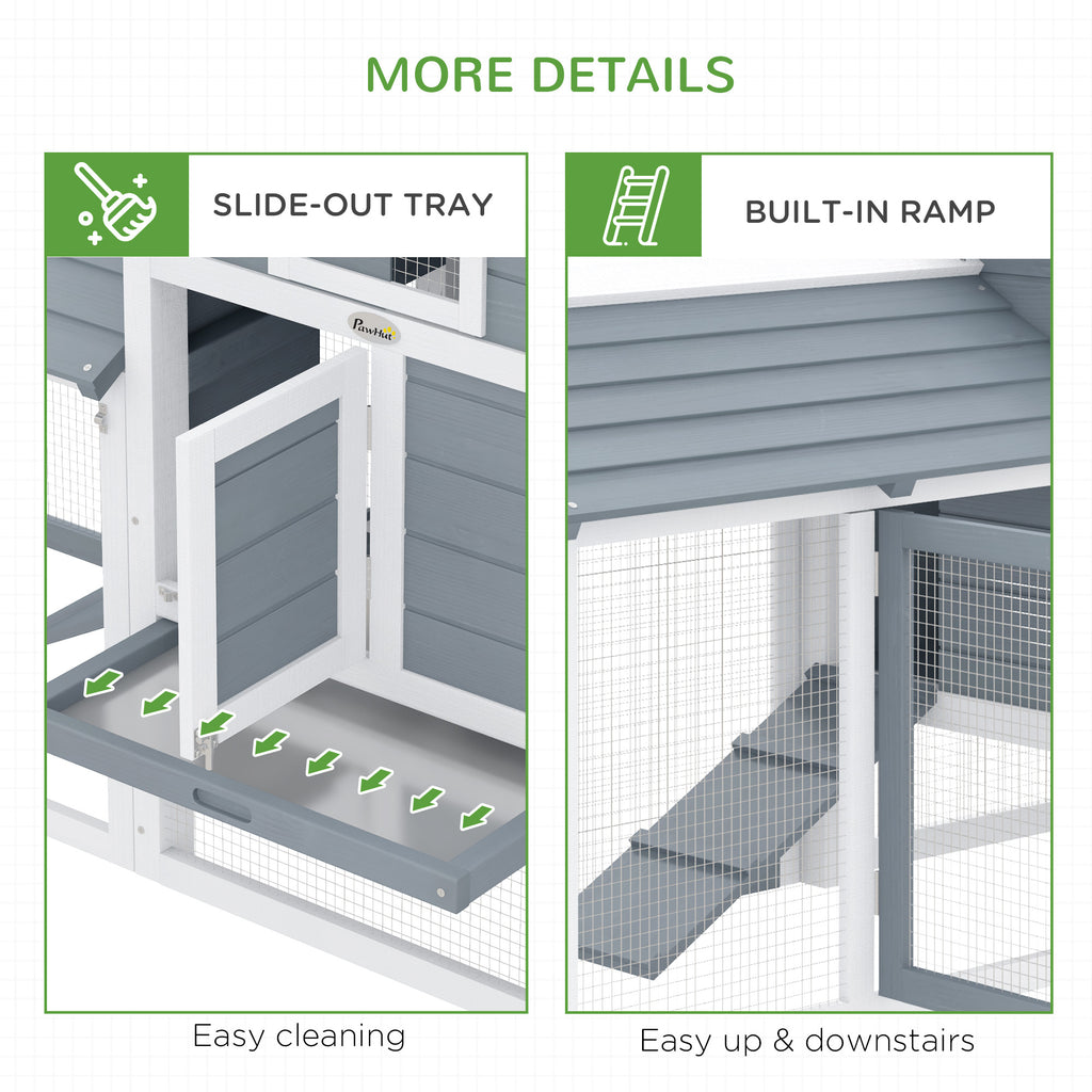 59" Small Wooden Chicken Coop Hen House Poultry Cage for Outdoor Backyard with 2 Doors, Nesting Box and Removable Tray, White