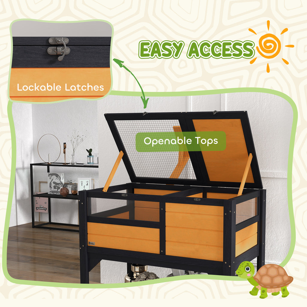 Tortoise Habitat with Shelf Storage Tortoise Gift Accessory with Weather Protection for Indoor, Yellow