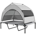 Elevated Dog Bed with Removable Canopy, Portable Outside Raised Pet Cot with Cooling Pad, Storage Bag, 42" x 30" x 37"