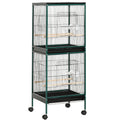 Large Bird Cage with 1.7 ft. Width for Wingspan, Bird Aviary Indoor with Multi-Door Design, Fit for a Canary, Finch, Conure, 55", Green