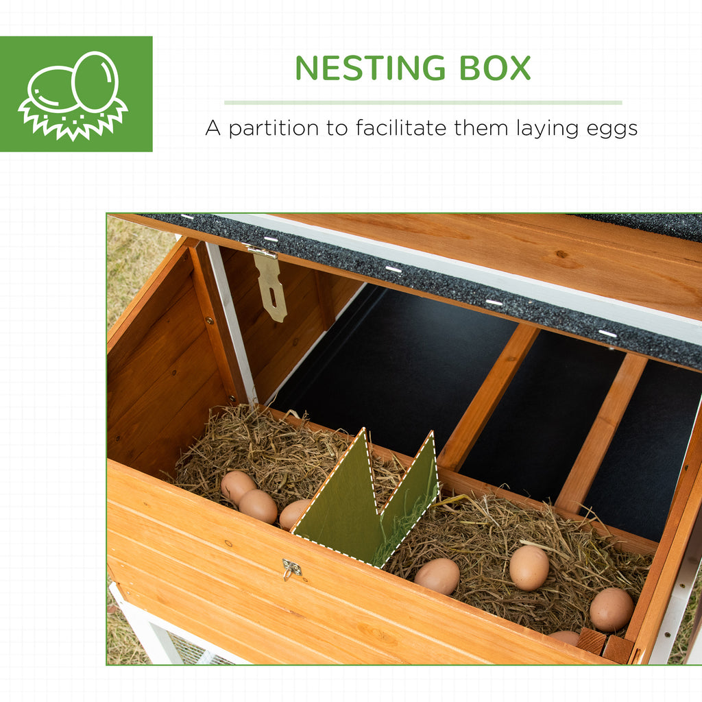 76" Wooden Chicken Coop with Safe and Healthy Non-Polluting Materials, Outdoor Hen House Poultry Cage with Weatherproof Materials