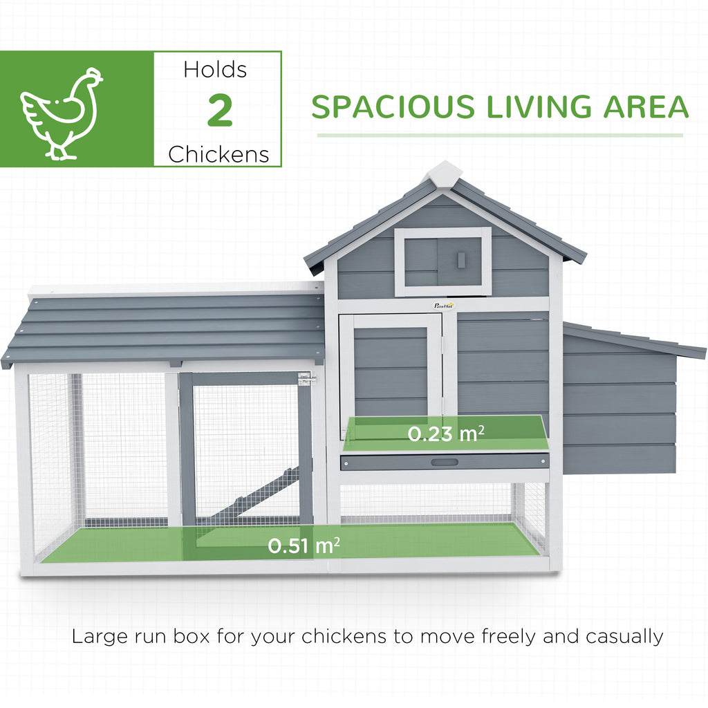 59" Small Wooden Chicken Coop Hen House Poultry Cage for Outdoor Backyard with 2 Doors, Nesting Box and Removable Tray, White