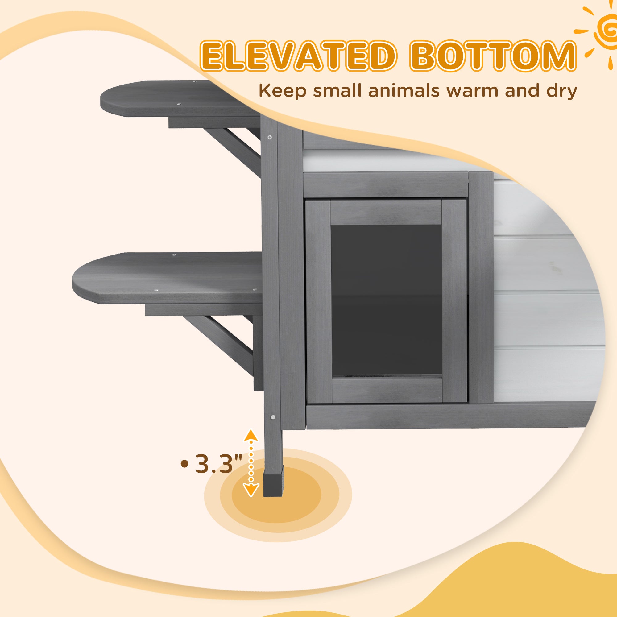 ?2-story Cat House Outdoor, Weatherproof?Wooden Cat Enclosure for Feral Cats with Escape Door, Openable Roof, Jumping Platforms, White