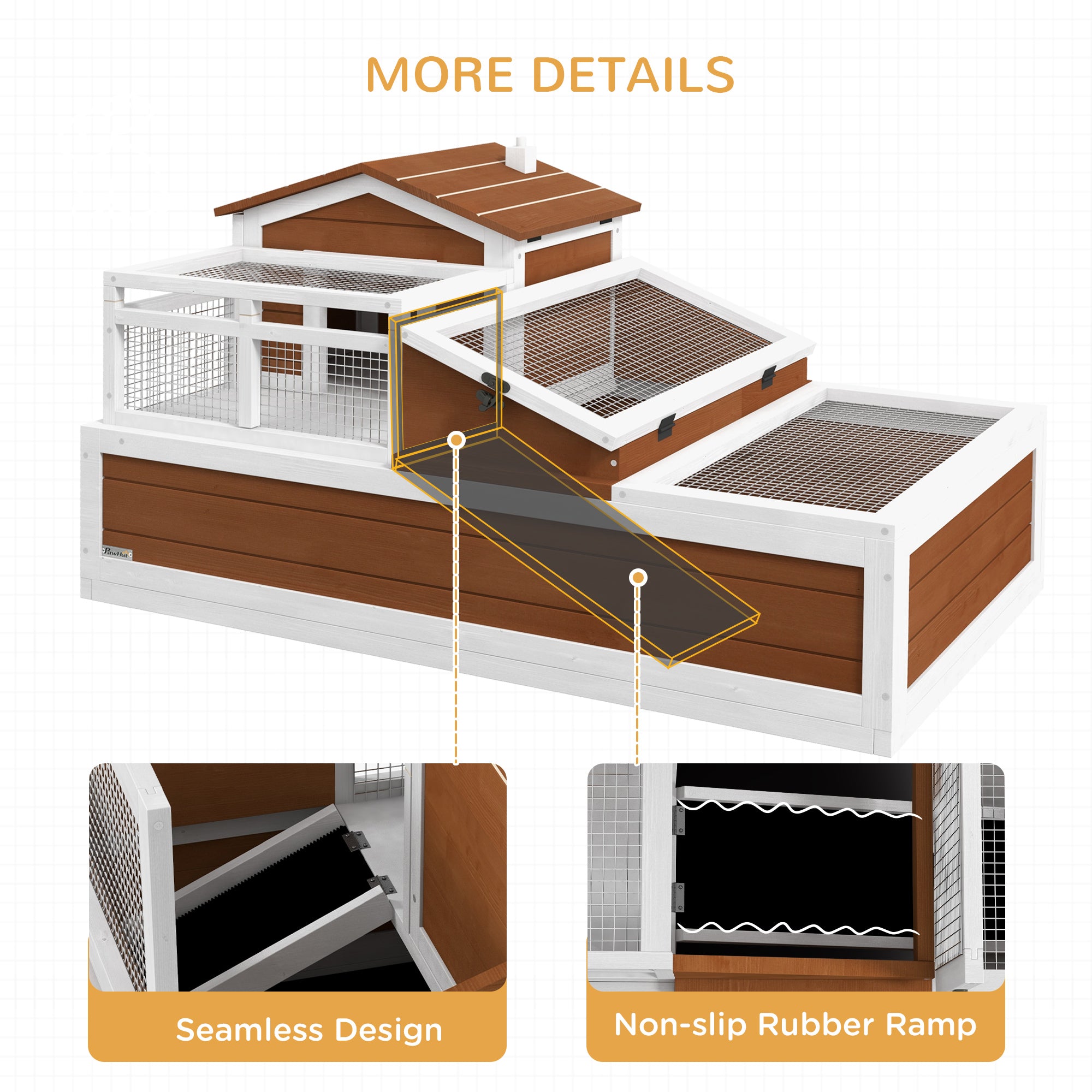 3-Room Tortoise Habitat House w/ Balcony & 2 Stories, 44" x 25.5" x 25", Coffee