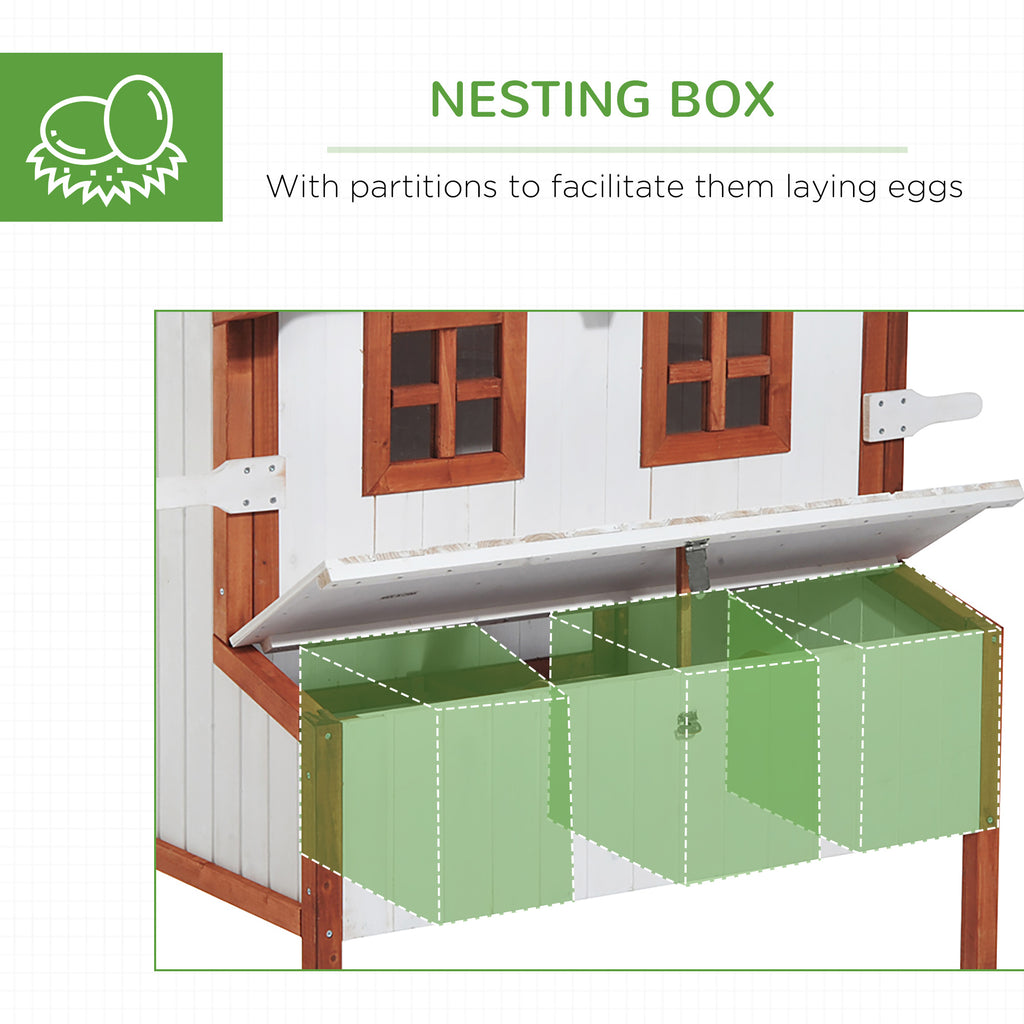 47" Chicken Coop Wooden Chicken House Rabbit Hutch Raised Poultry Cage Portable Hen Pen Backyard with Nesting Box and Handles