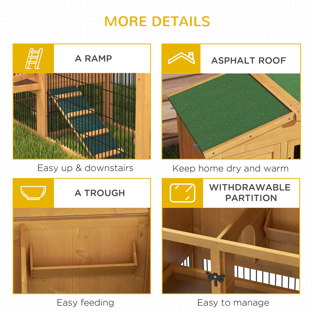 2 Level 59" Outdoor Rabbit Hutch with Openable Top, Yellow