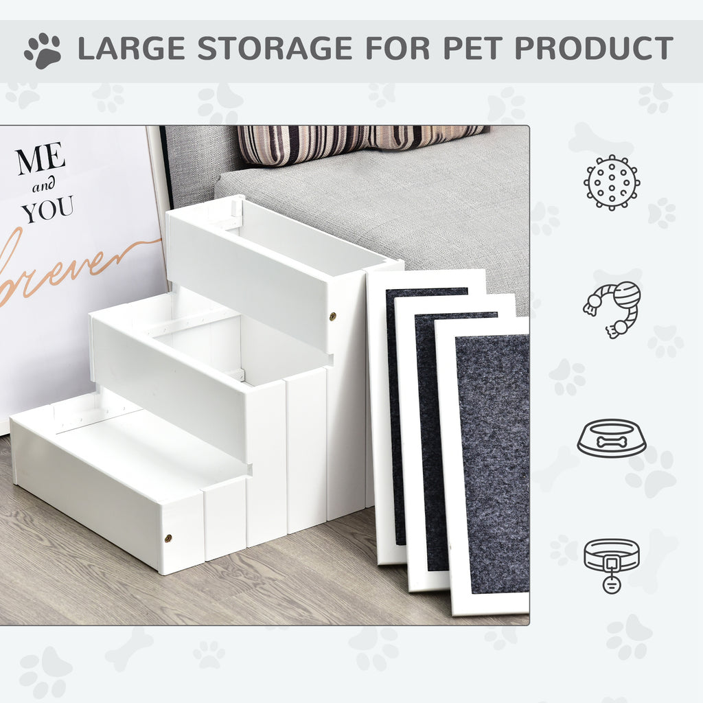 3 Step Carpeted Non Slip Pet Stairs Ramp for Cats and Small Dogs