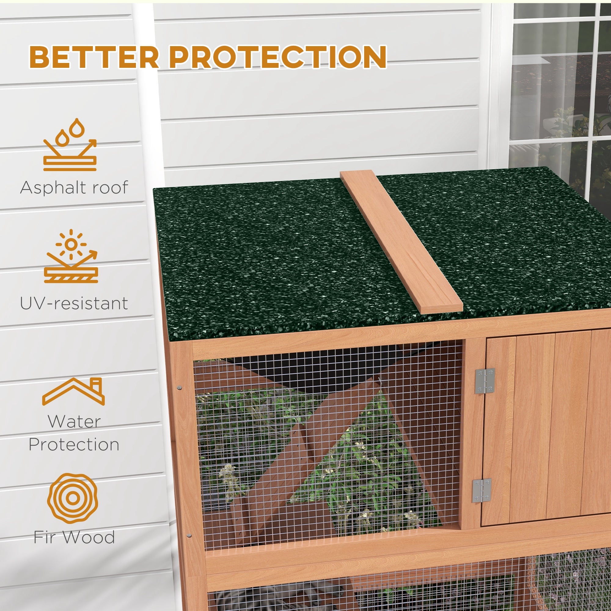 Catio, Outdoor Cat Enclosure House on Wheels with Hammock, Orange