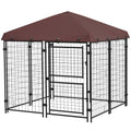 4.6' x 4.6' x 5' Dog Kennel Outdoor with Waterproof Canopy, Large Door