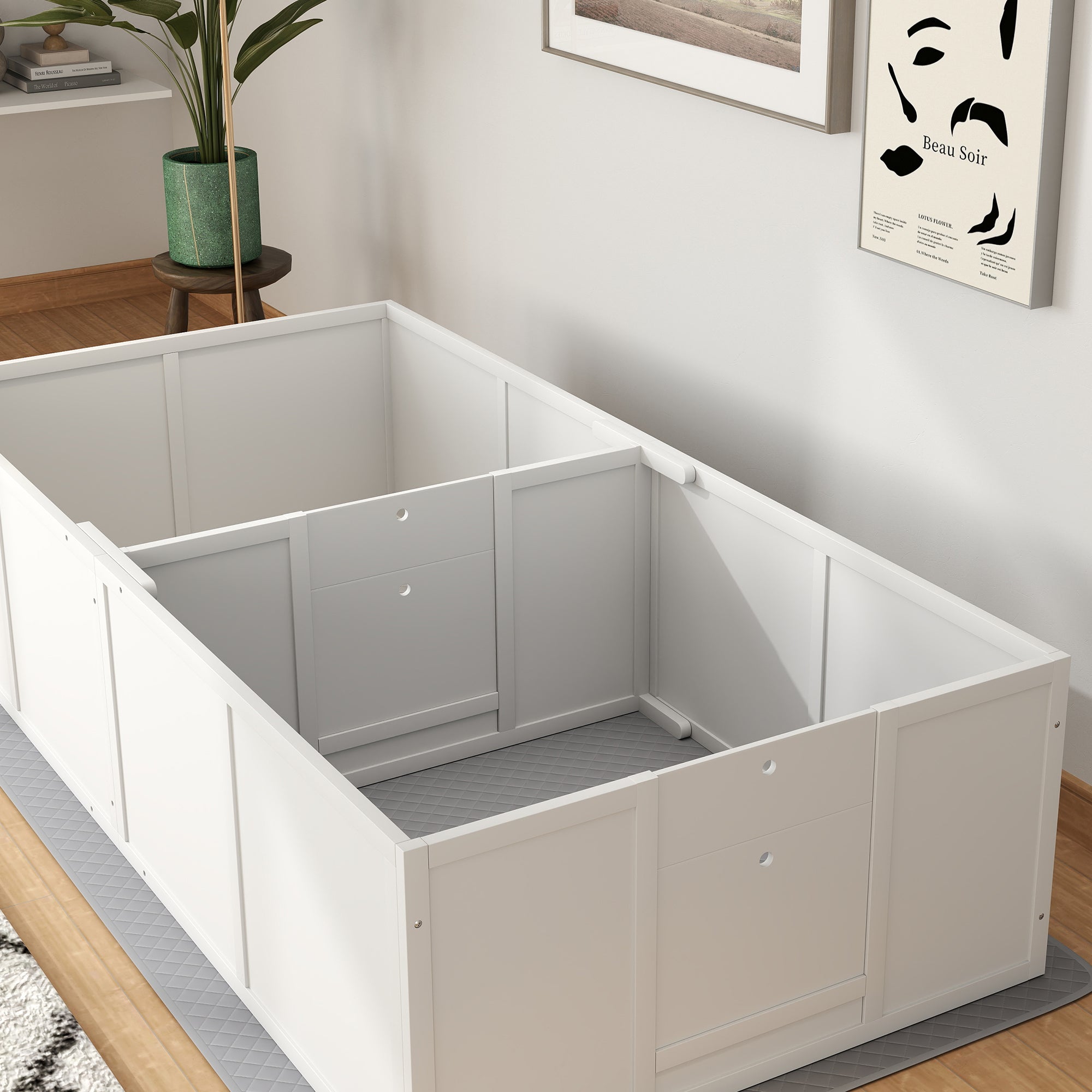 Whelping Box for Dogs and Puppies w/ Waterproof Pee Pad & Adjustable Door for Medium, Small Dogs, 77" x 38" x 19"