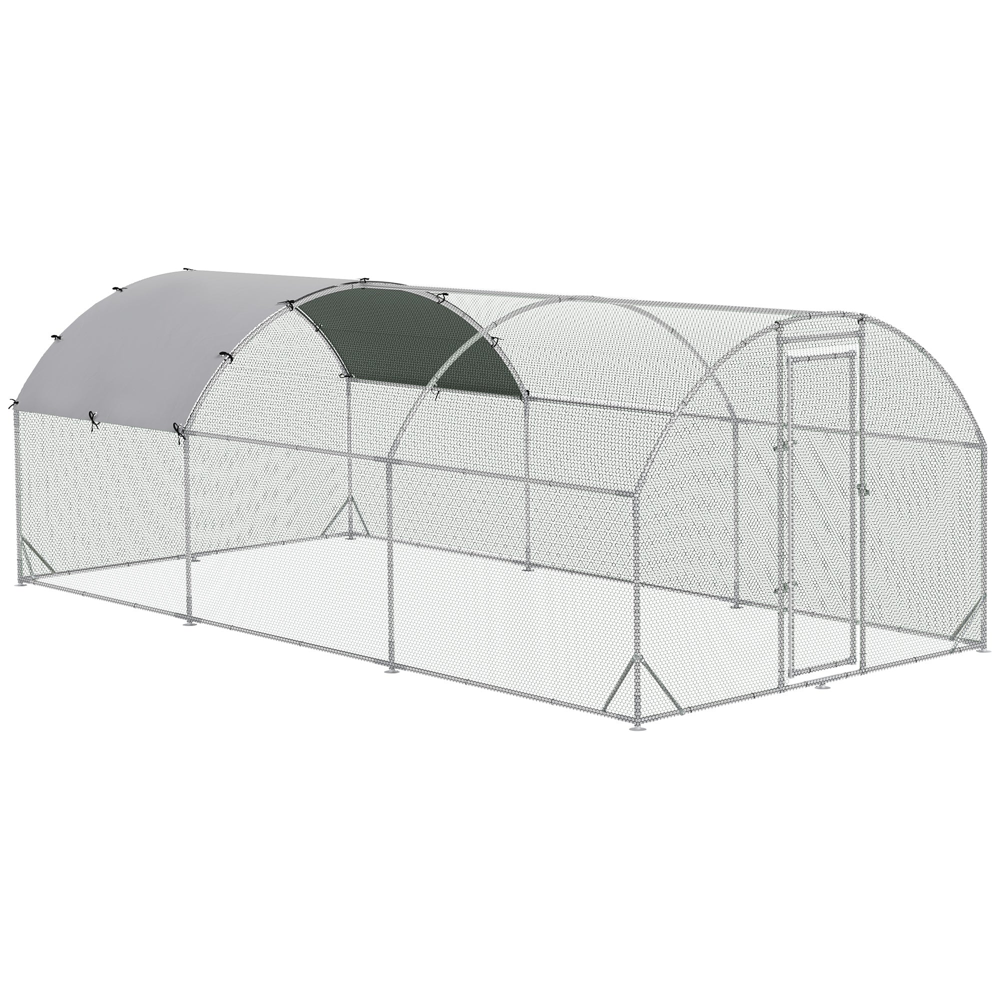 Large Chicken Coop Metal Chicken Run with Waterproof and Anti-UV Cover, Dome Shaped Walk-in Fence Cage Hen House for Outdoor and Yard Farm Use, 1" Tube Diameter, 9.2' x 18.7' x 6.5'