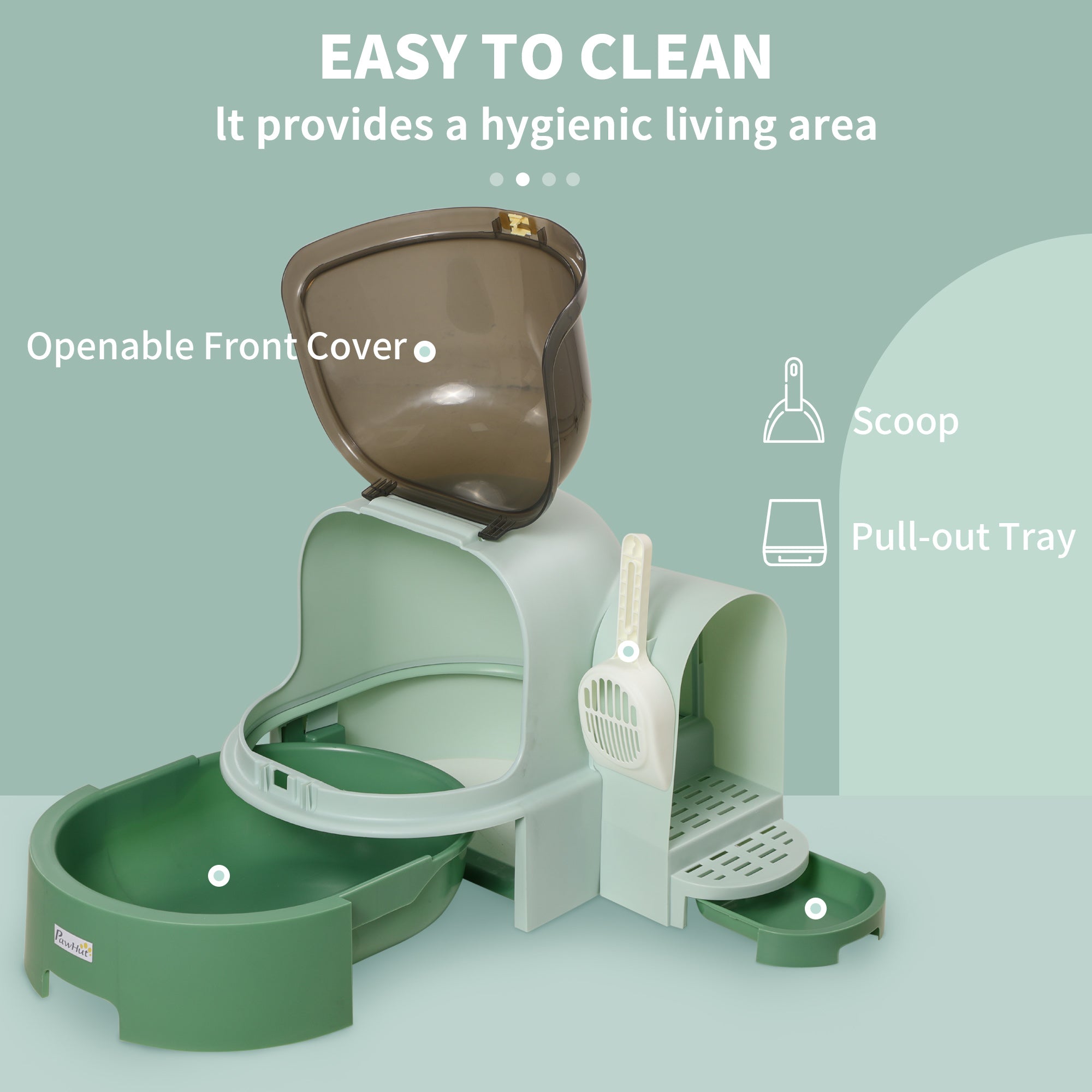Cat Litter Box Easy to Clean Open with Scoop