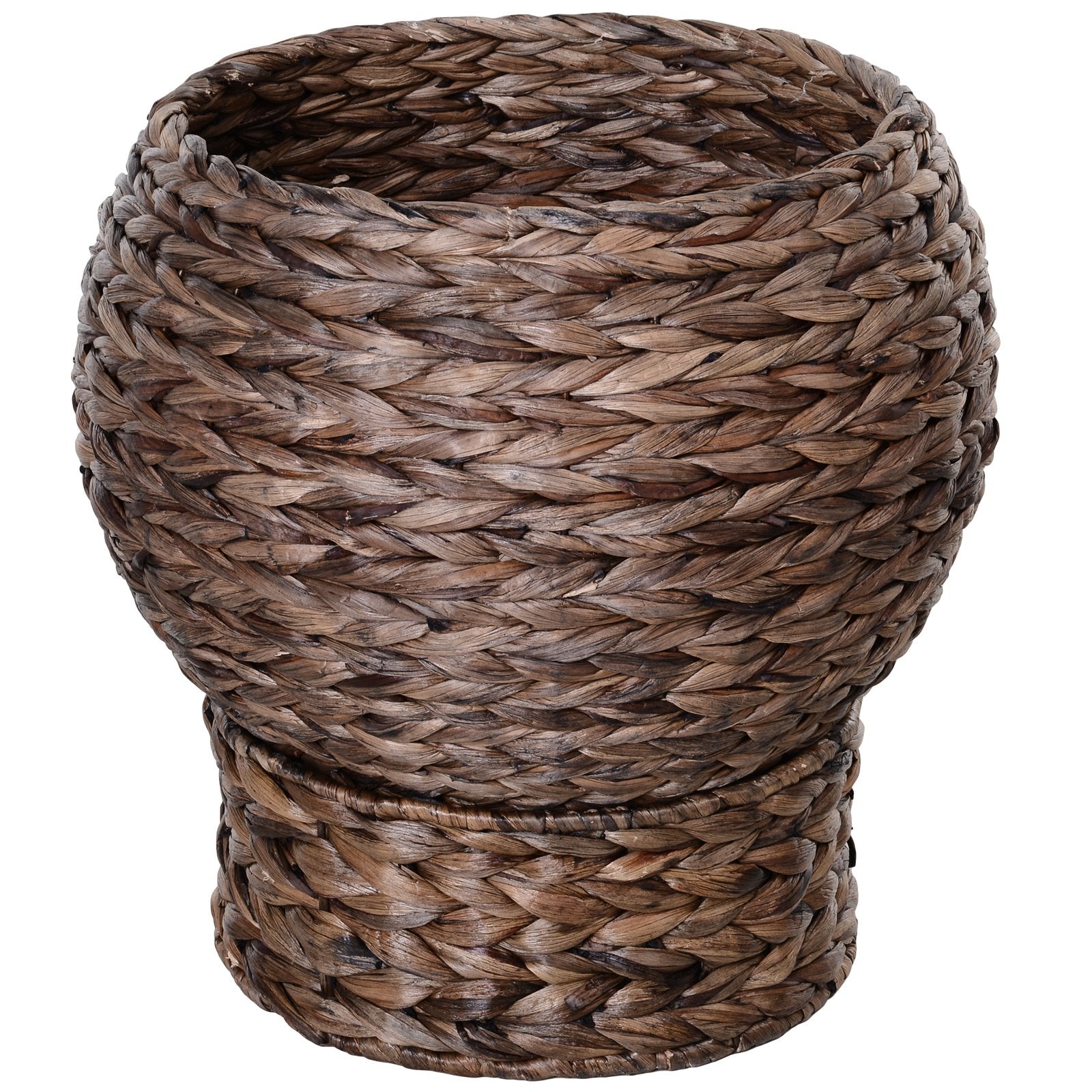 Handwoven Elevated Cat Bed with Rotating Basket and Soft Cushion, Wicker Cat Egg Chair with Stand, Brown