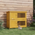 Wooden Bunny Hutch with Ramp, Indoor/Outdoor, Yellow