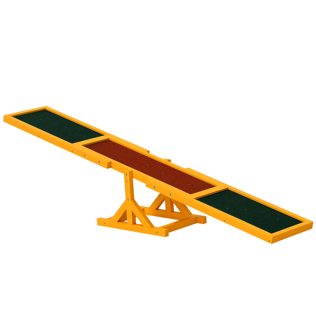 Wooden Dog Agility Seesaw for Training and Exercise, Platform Equipment Run Game Toy, Weather Resistant Pet Supplies, 71" L x 12" W x 12" H, Natural