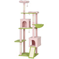 74" Pink Flower Cat Tree - Aesthetic Tall Cat Tower for Indoor Cats with 2 Condos, 3 Hammocks & 8 Sisal Scratching Posts, Floral Multi-Level Play House