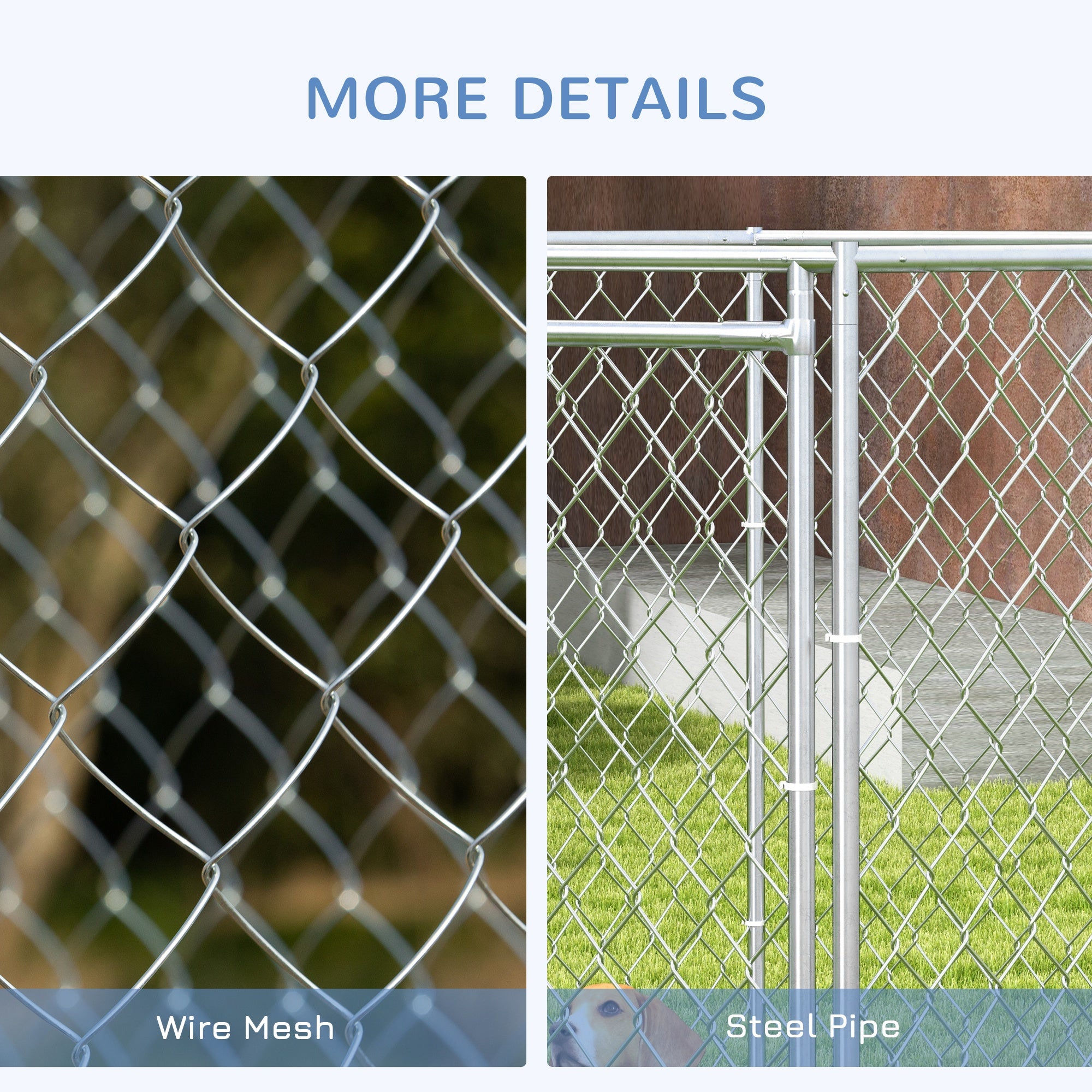 13.4' x 11.5' x 5.6' Dog Kennel Outdoor for Medium and Large-Sized Dogs with Lockable Door, Silver