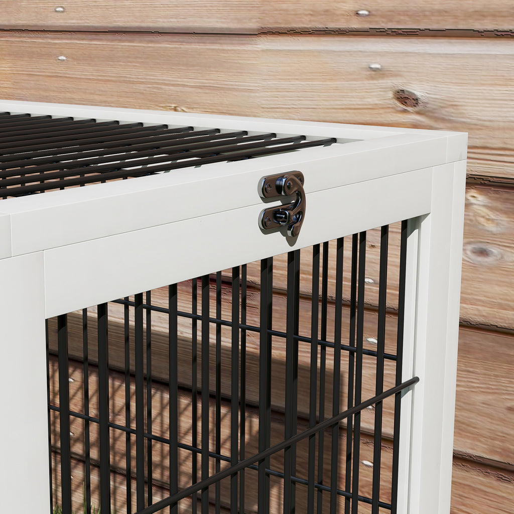 2 Level 59" Outdoor Rabbit Hutch with Openable Top, Dark Gray