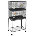 Double Stackable Bird Cage on Wheels w/ Stand, for Canaries