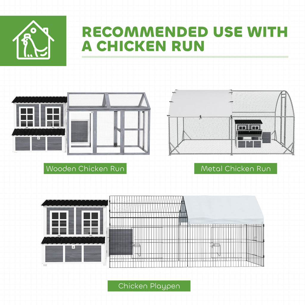 Wooden Chicken Coop with Nesting Box, Pull-Out Tray, Waterproof Roof, 39" Chicken House for 4-6 Chickens, Rabbits