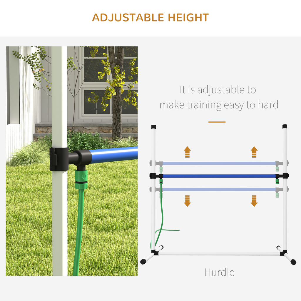 4pc Dog Agility Training Equipment Set with Spray Water Tube, White