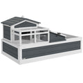 3-Room Tortoise Habitat House w/ Balcony & 2 Stories, 44" x 25.5" x 23", Gray