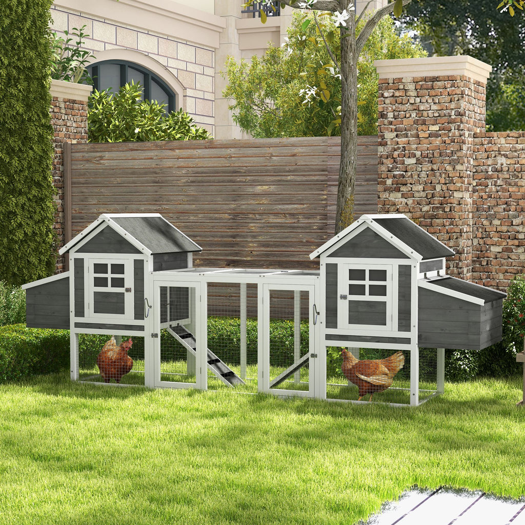 124" Dual Chicken Coop, Large Chicken House, Gray