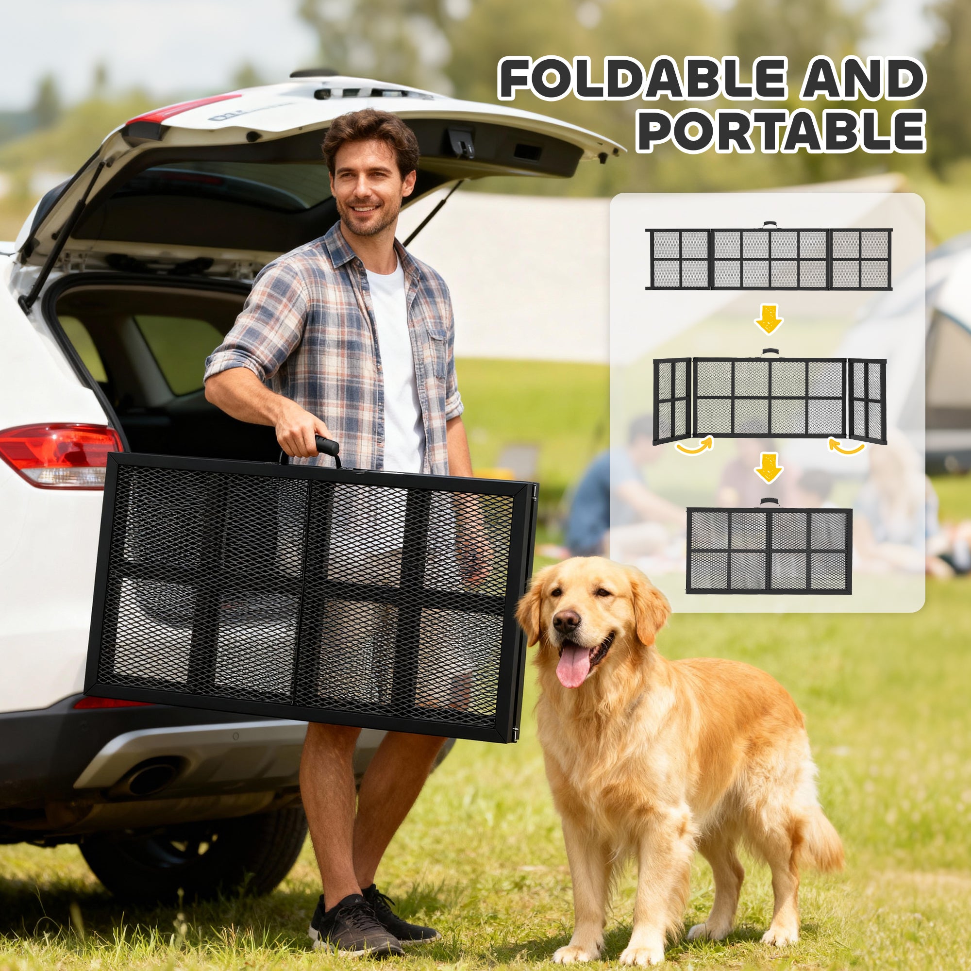 75" Extra Long Dog Car Ramp, Non-Slip Folding Portable Ramp for Large Dogs